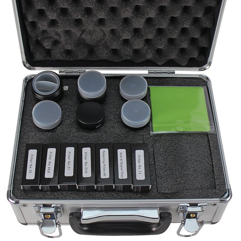 Solomark 1.25-Inch Telescope Eyepiece and Filter Set - Telescope Accessory Kit (Silver) - 5pcs Plossl Eyepiece Set, 7pcs Filter Set, 2X Barlow Lens - Image 2